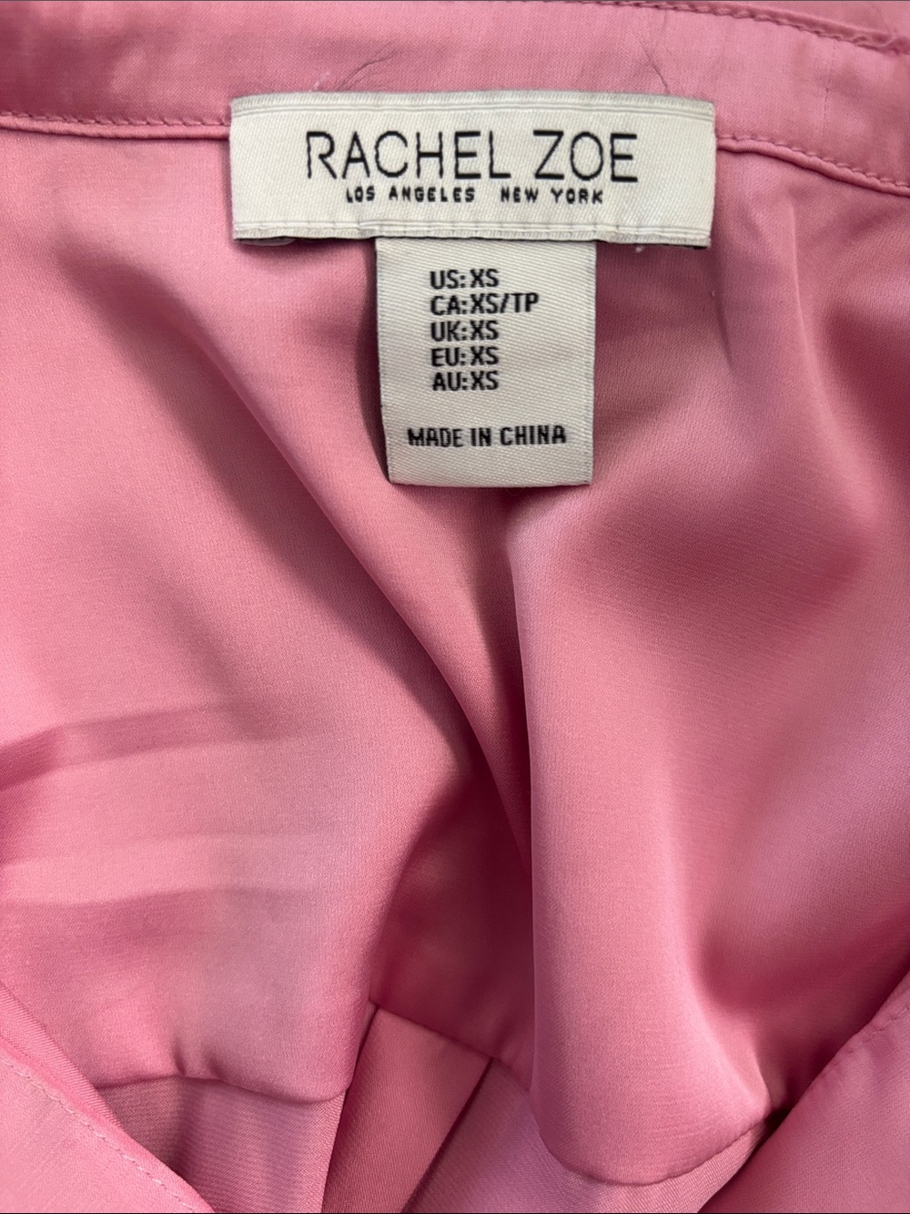 Rachel Zoe Satin Pink Button-Down Blouse w/ Scarf - Picture 4 of 5